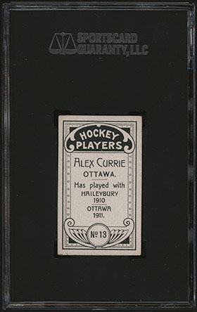 1911-1912 C55 Imperial Tobacco Hockey #13 Alex Currie - Back