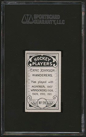 1911-1912 C55 Imperial Tobacco Hockey #28 Ernie Johnson - Back
