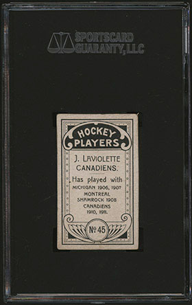 1911-1912 C55 Imperial Tobacco Hockey #45 Jack Laviolette - Back